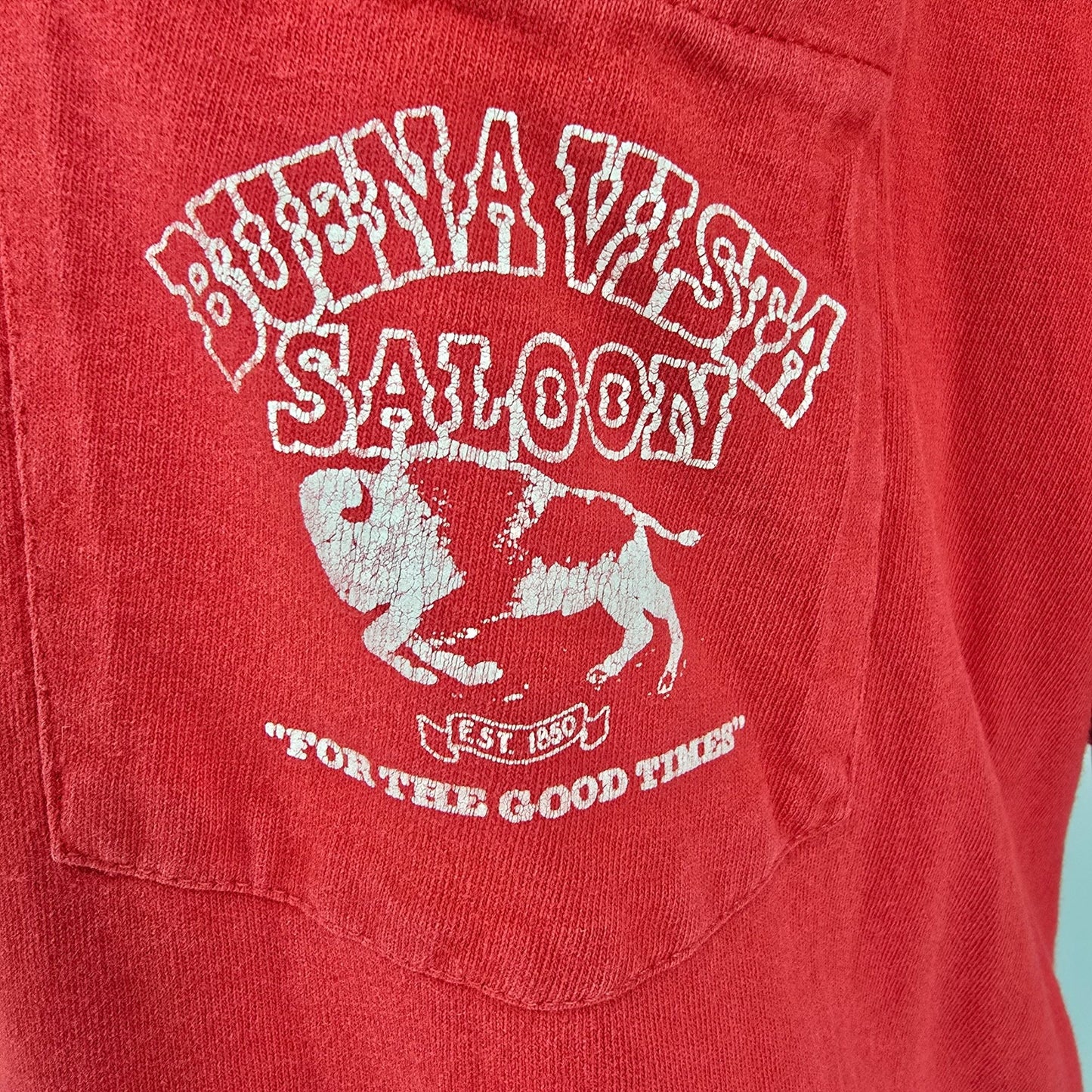 Vintage 1990s Buena Vista Saloon "For the Good Times" Ione CA Pocket T-Shirt -XL