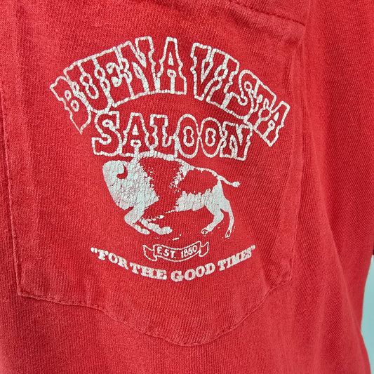 Vintage 1990s Buena Vista Saloon "For the Good Times" Ione CA Pocket T-Shirt -XL