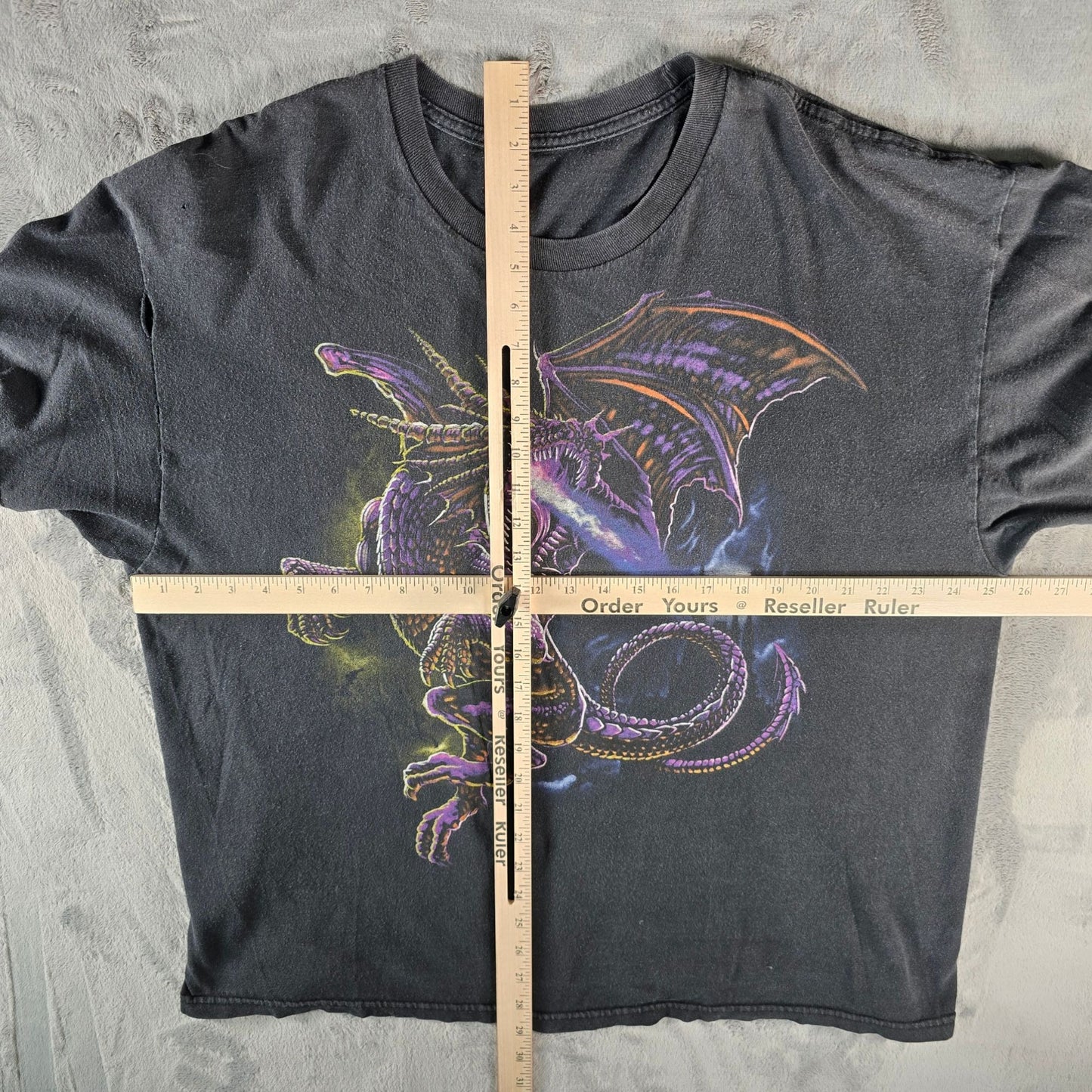 Distressed 2000s Black Kanye West Dragon Mask Purple Dragon T-Shirt (XXL)