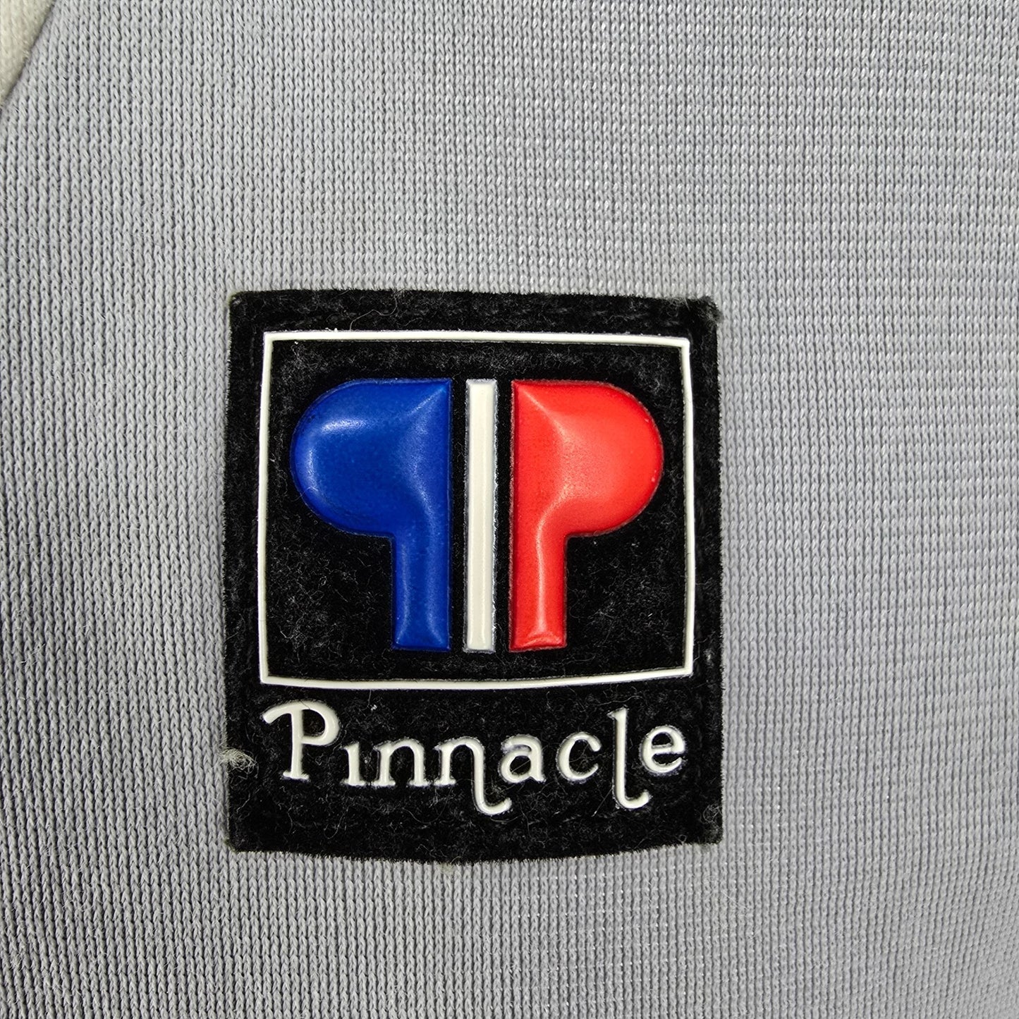 Distressed Vintage 1980s Pinnacle Grey/White/Red Zip Up Tricot Track Jacket (XL)