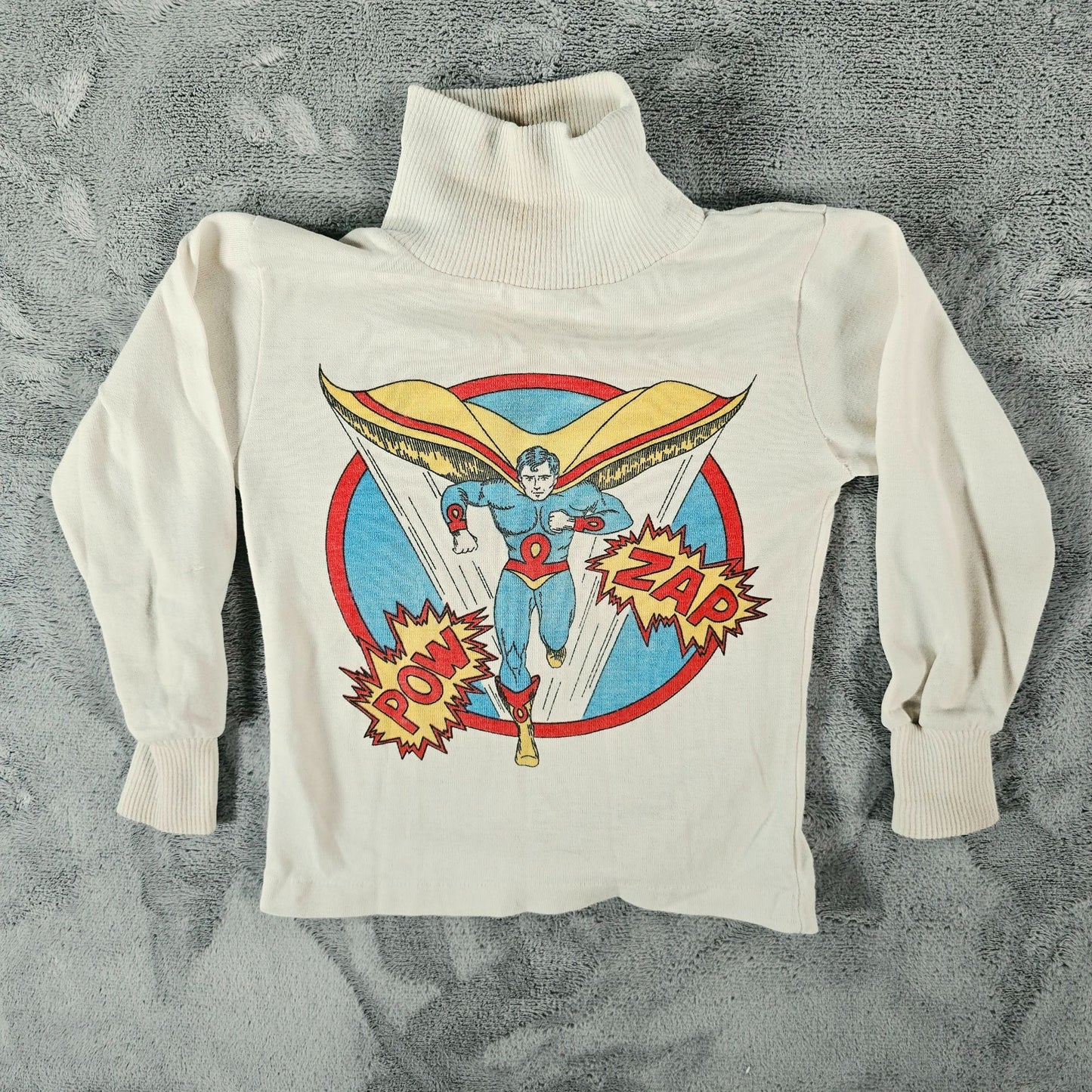 Vintage 1970s Health-Tex Stantogs Superhero Graphic Turtleneck Shirt (Kids 6/XS)