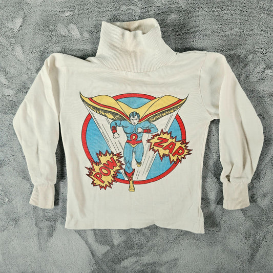 Vintage 1970s Health-Tex Stantogs Superhero Graphic Turtleneck Shirt (Kids 6/XS)