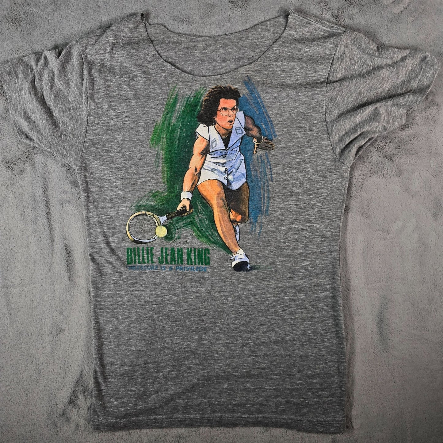 Distressed 2011 Homage Bille Jean King "Pressure is a Privilege" T-Shirt (S)