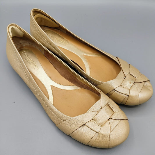 Naturalizer "Maude" Womens Beige Leather N5 Comfort Flats Woven Toe Design (9M)
