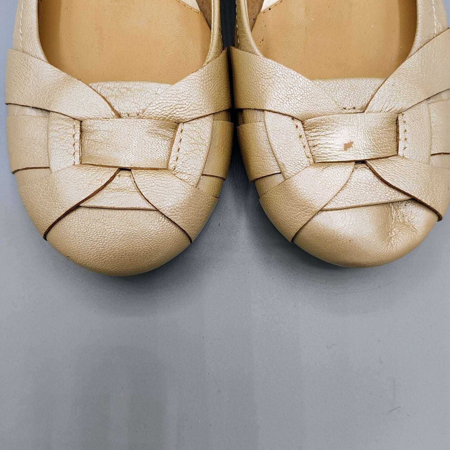 Naturalizer "Maude" Womens Beige Leather N5 Comfort Flats Woven Toe Design (9M)