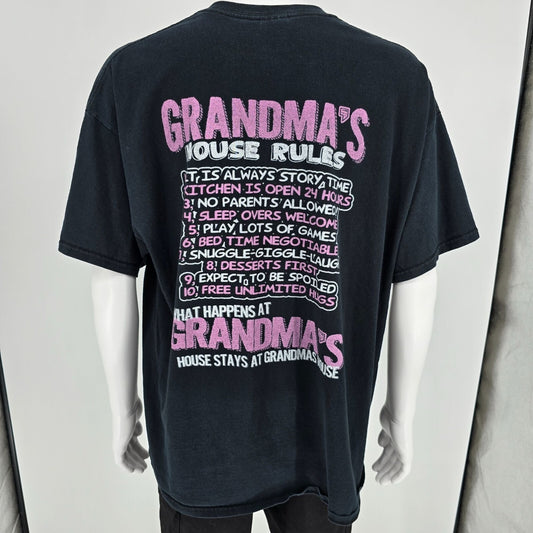 2010s Gildan Ultra Cotton "Grandma's House Rules" Back Graphic T-Shirt (2XL)
