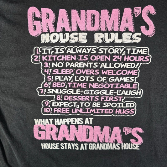2010s Gildan Ultra Cotton "Grandma's House Rules" Back Graphic T-Shirt (2XL)