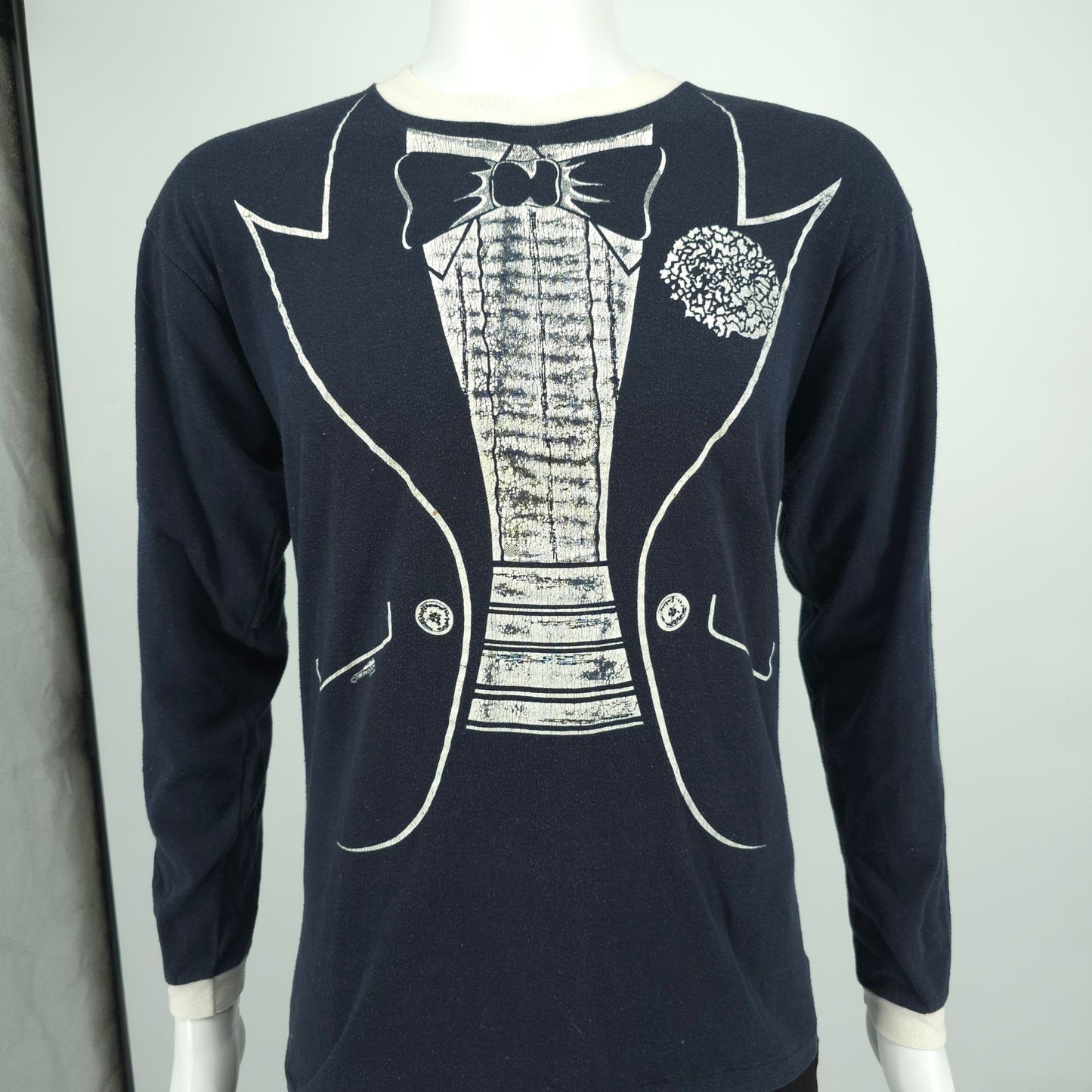 Vintage 1980s Paulison Denver Tuxedo Print Novelty Long-Sleeve T-Shirt (M/L)