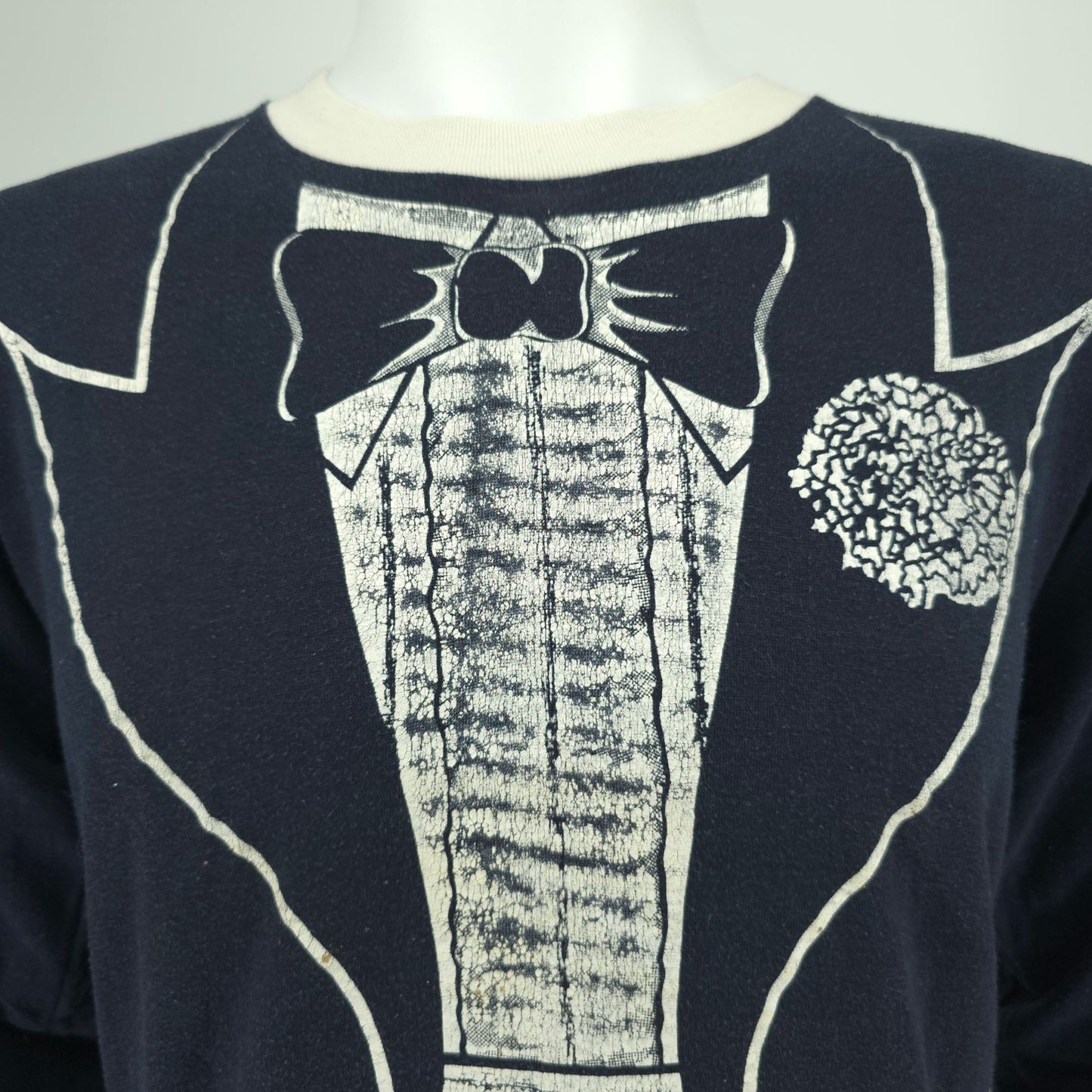 Vintage 1980s Paulison Denver Tuxedo Print Novelty Long-Sleeve T-Shirt (M/L)