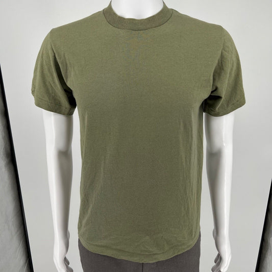 Vintage 1980s Select-T by Tee Jays Army Green Blank Single Stitch T-Shirt (M)