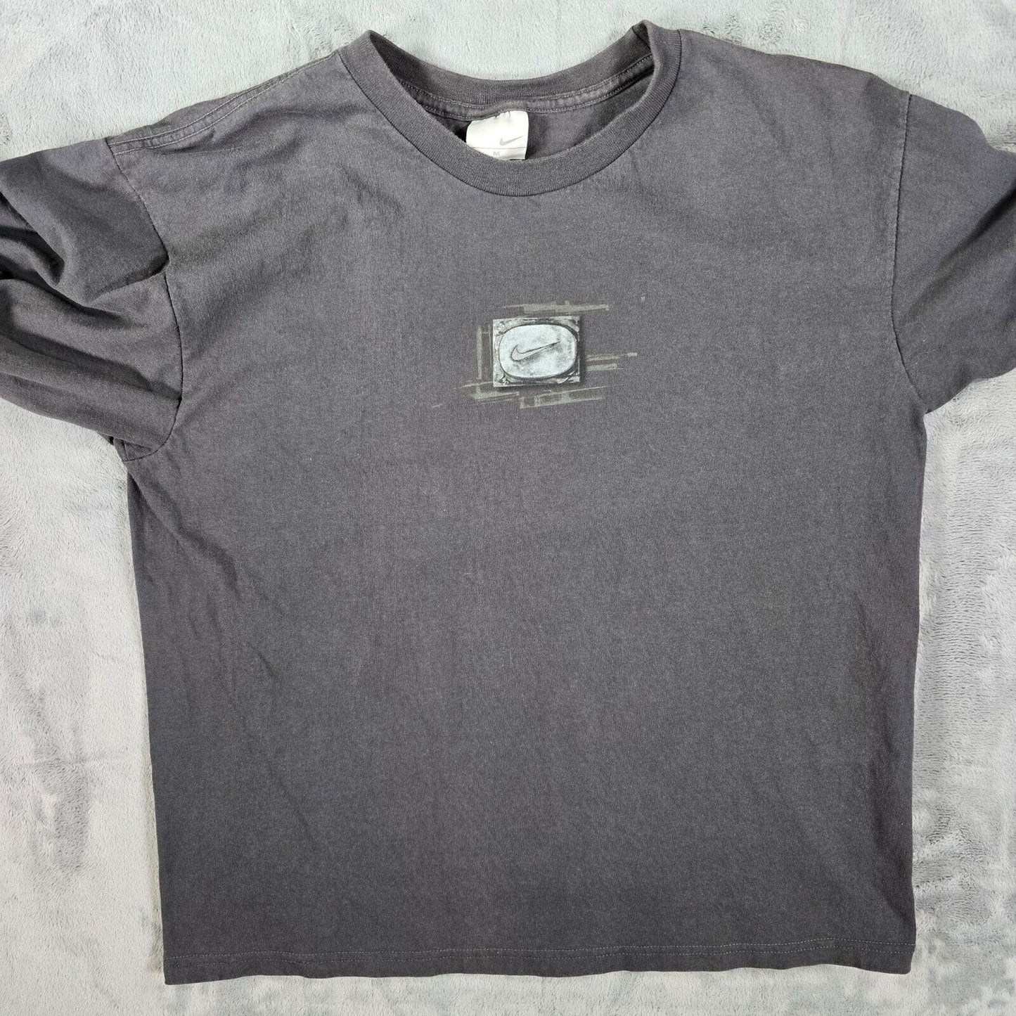 Vintage Y2K Nike Mens "Just Do It" Mini Swoosh Long Sleeve Dark Gray T-Shirt (M)