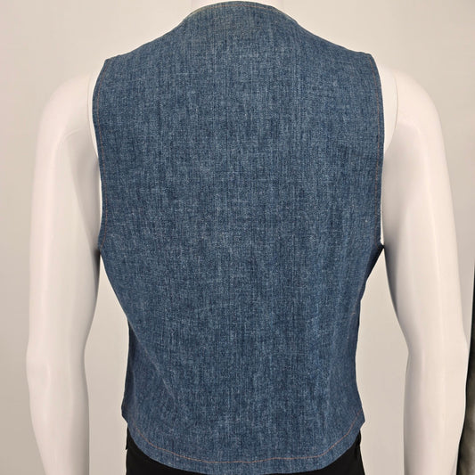 Vintage Kings Road Denim Vest 38 Mens Store Sears 100% Cotton Blue Button-Up Casual