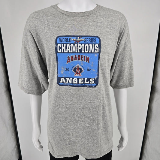 Vintage Y2K Lee Sport Anaheim Angels 2002 World Series Champions T-Shirt (2XL)