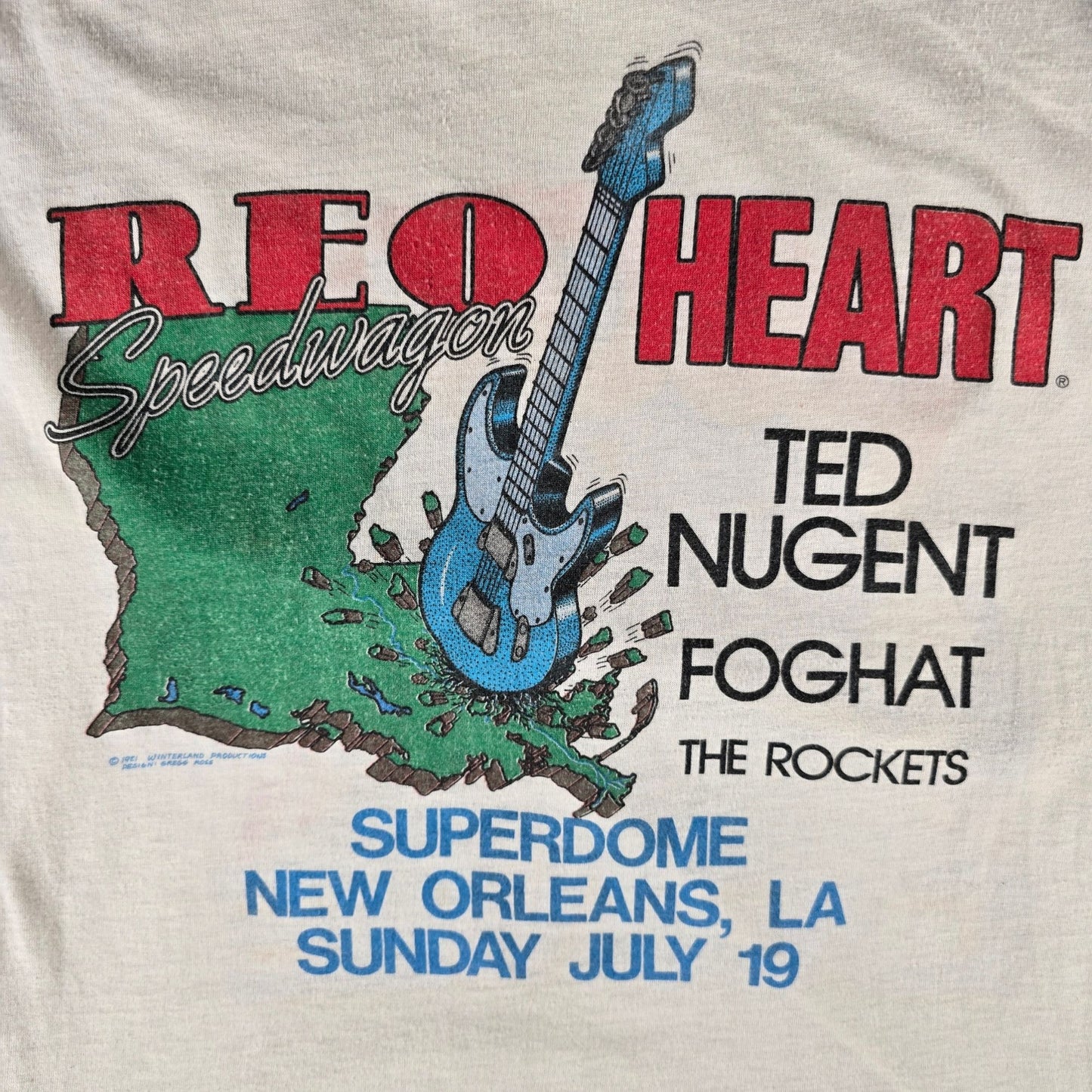 Vintage 1981 Rockin' the Dome REO Speedwagon/Heart Superdome Concert T-Shirt (L)
