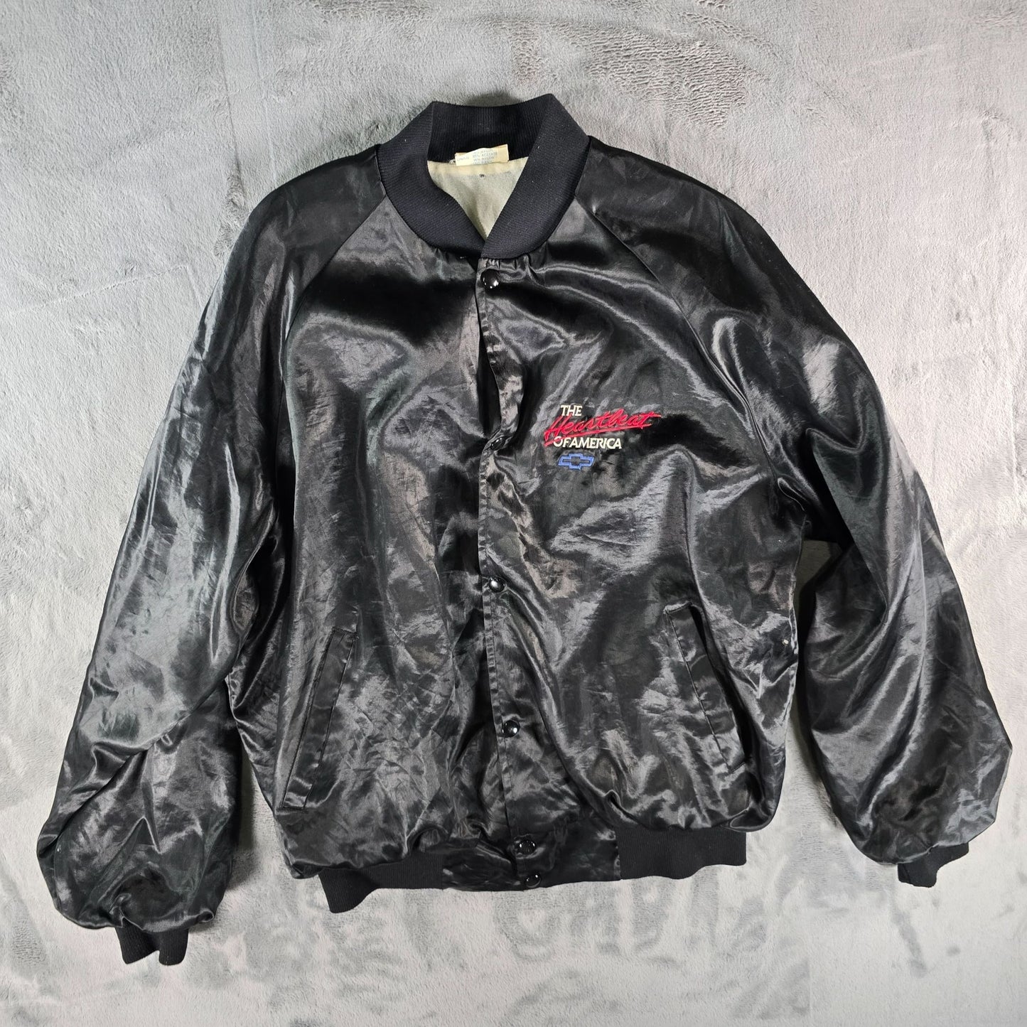 Vintage 1980s Chevrolet "The Heartbeat of America" Nylon Bomber Jacket (L)