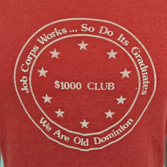 Vintage 1980s Screen Stars Old Dominion Job Corps $1000 Club T-Shirt (M)