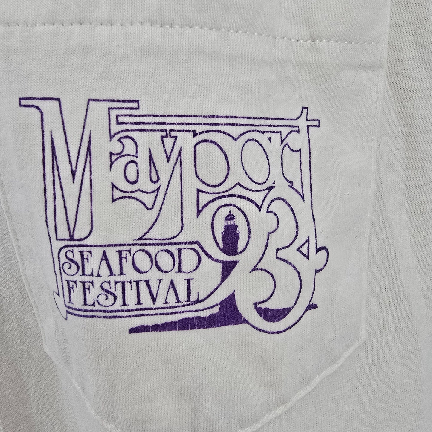 Distressed Vintage 1993 Mayport Seafood Festival Florida Pocket T-Shirt (XL)