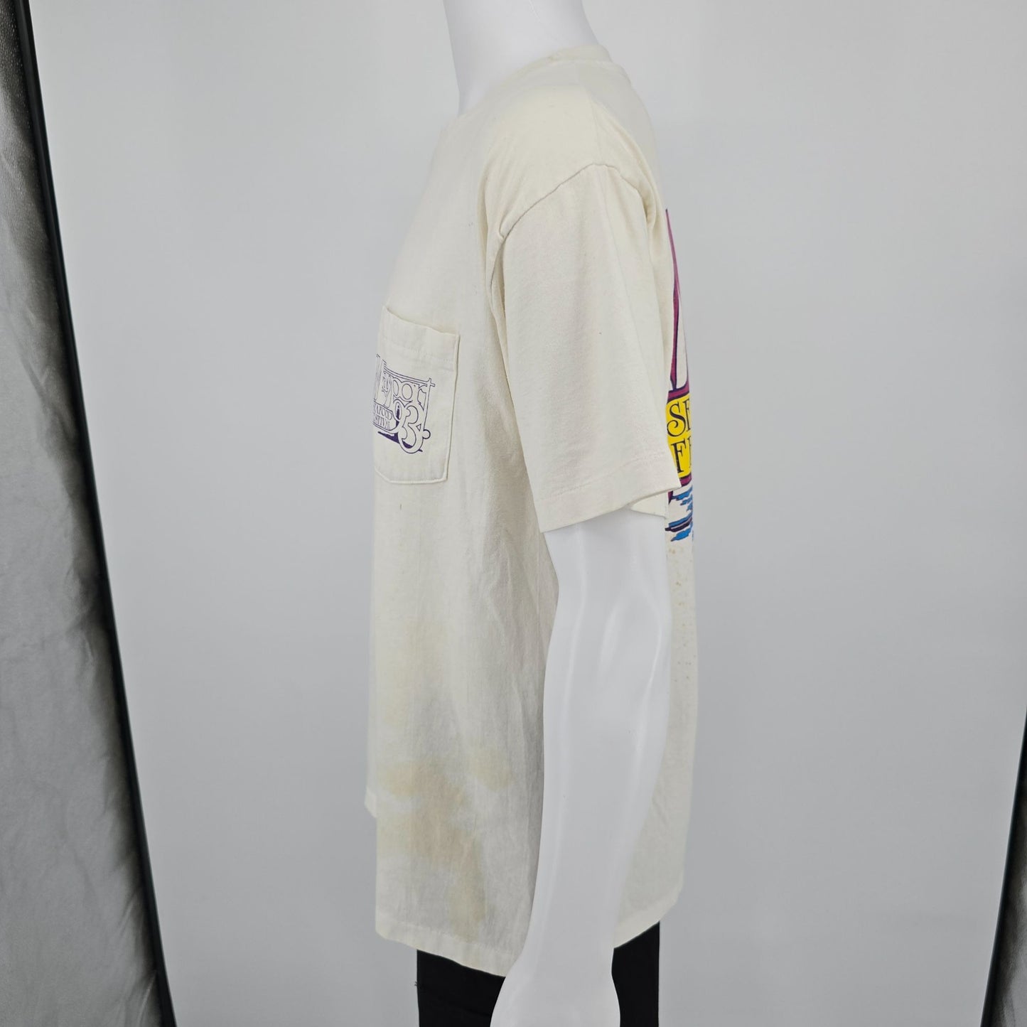 Distressed Vintage 1993 Mayport Seafood Festival Florida Pocket T-Shirt (XL)