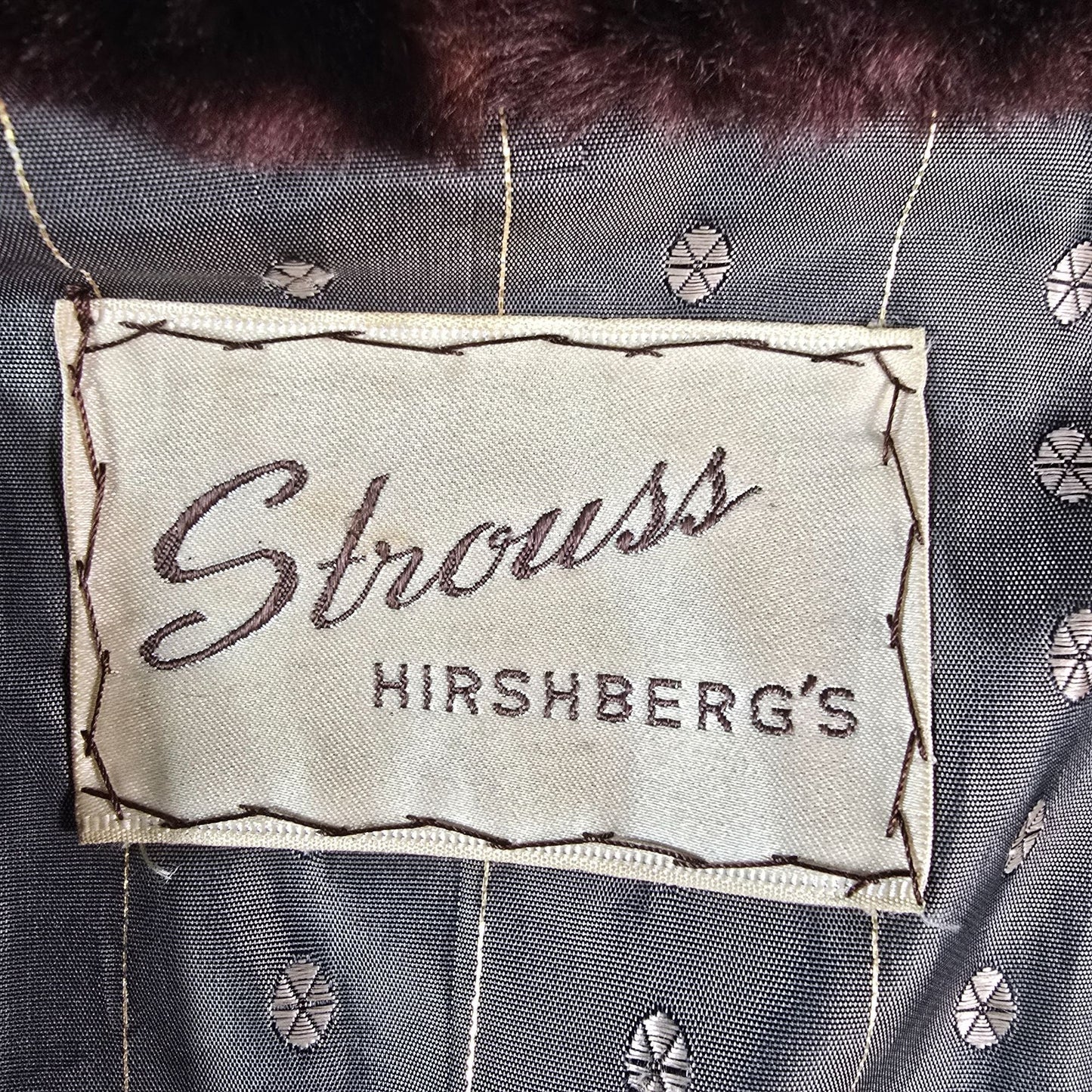 Vintage 1950s Strouss Hirshberg's Shawl Collar Brown Mouton Lamb Fur Jacket (S)