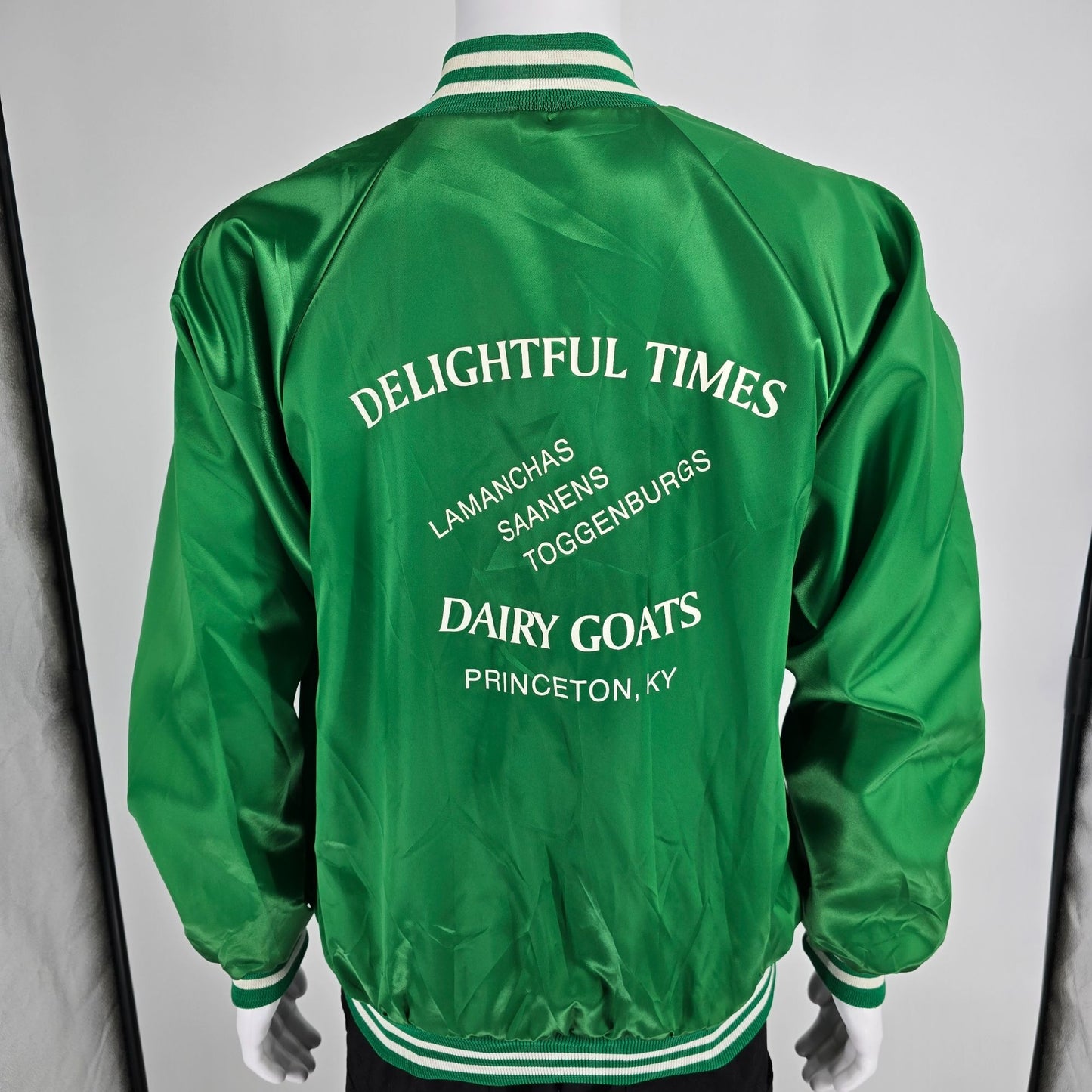 Vintage 1990s Delightful Times Dairy Goats Princeton, KY Satin Jacket (L)
