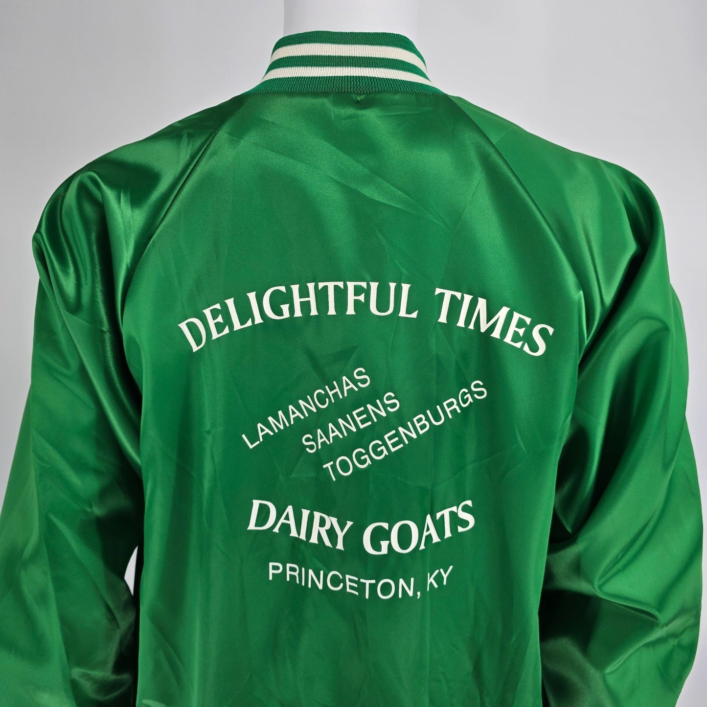 Vintage 1990s Delightful Times Dairy Goats Princeton, KY Satin Jacket (L)