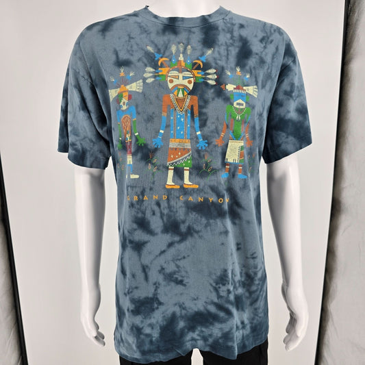 Vintage 1990s Grand Canyon Pueblo Kachinas Single Stitch Tie-Dye T-Shirt (XL)