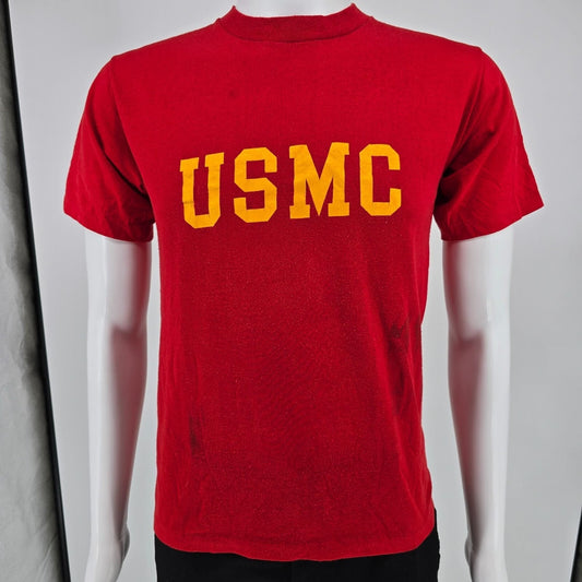Vintage 1980s MJ Soffe Company USMC United States Marine Corps Red T-Shirt (S/M)