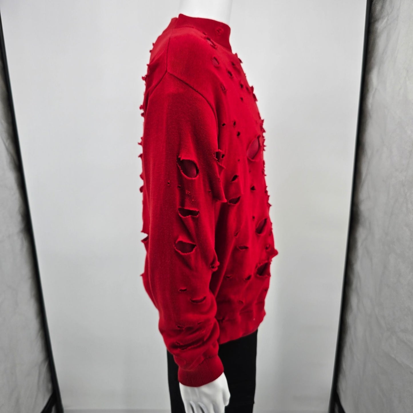 Distressed/Thrashed Vintage 1990s Red Double-Layer Grunge Sweatshirt (L)