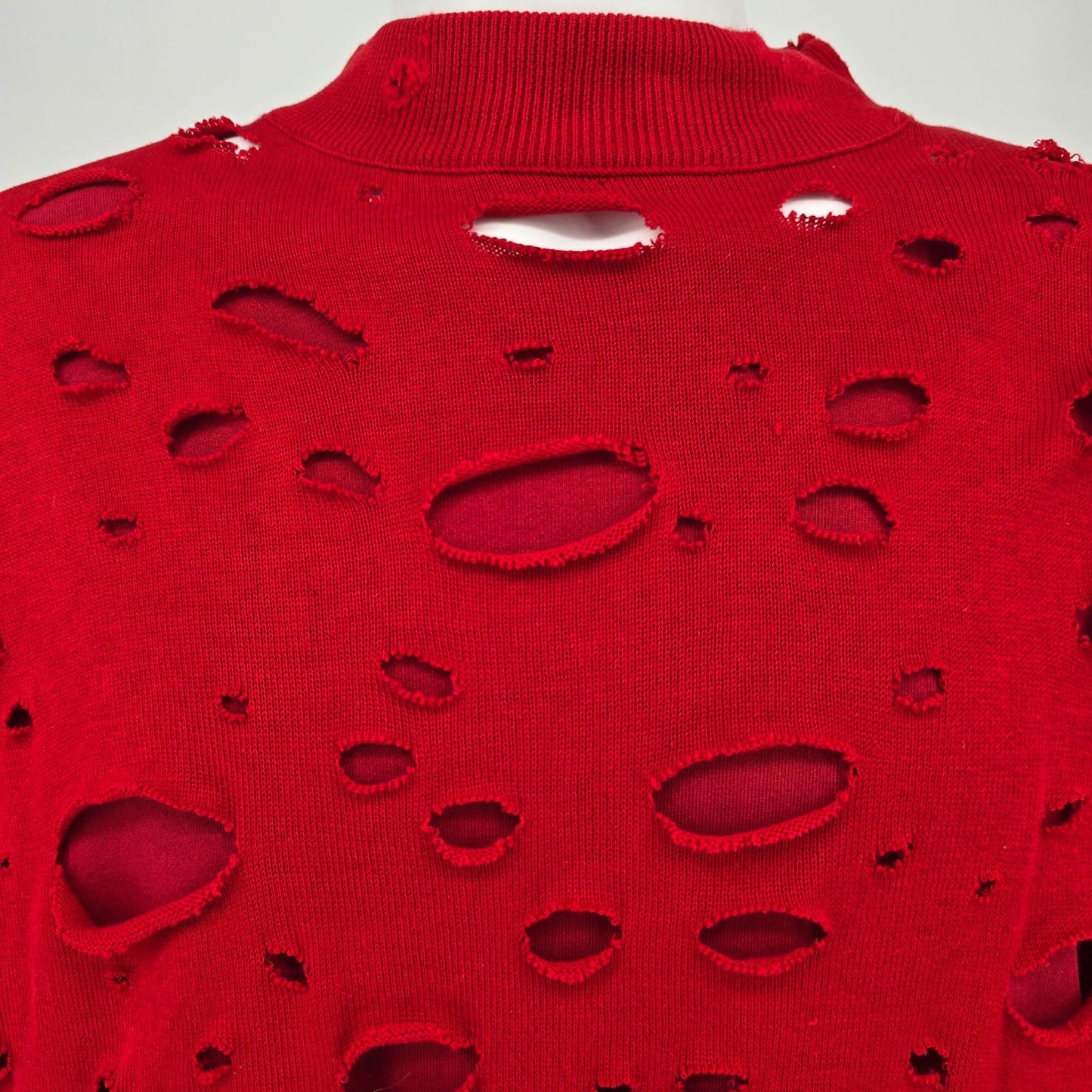 Distressed/Thrashed Vintage 1990s Red Double-Layer Grunge Sweatshirt (L)