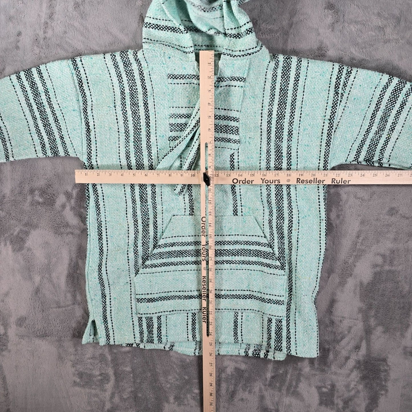 Molina Made in Mexico Mexican Striped Pattern Mint Gren Baja Hoodie Pullover (S)