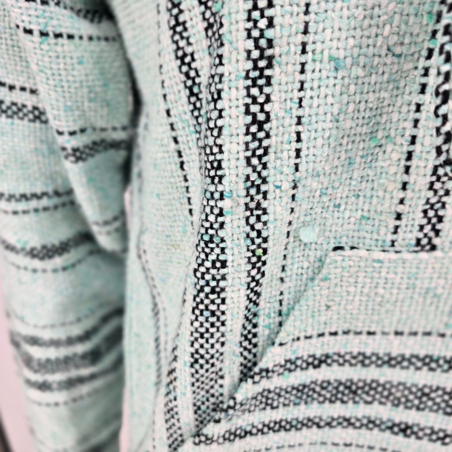 Molina Made in Mexico Mexican Striped Pattern Mint Gren Baja Hoodie Pullover (S)