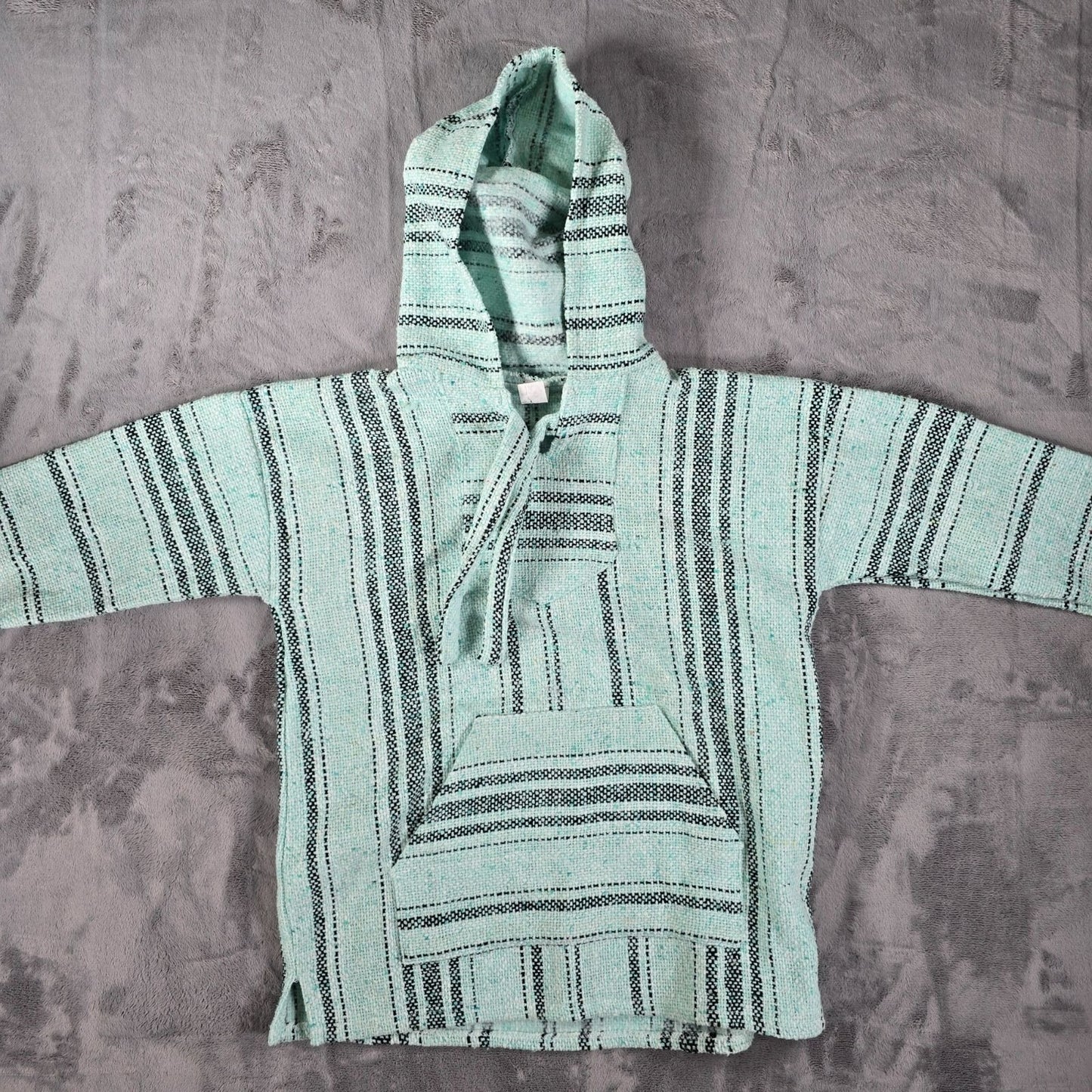 Molina Made in Mexico Mexican Striped Pattern Mint Gren Baja Hoodie Pullover (S)