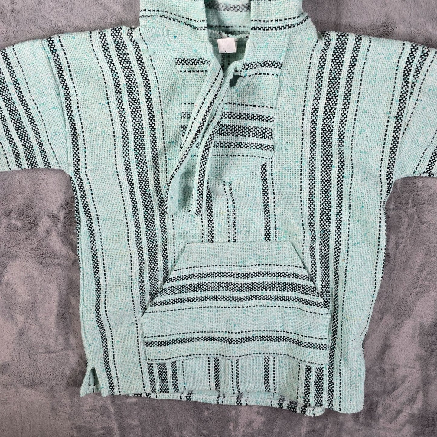 Molina Made in Mexico Mexican Striped Pattern Mint Gren Baja Hoodie Pullover (S)