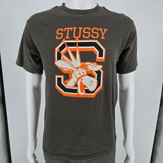 Distressed 2010s Stüssy Crowned Donkey Big A** Gear Graphic Logo T-Shirt (M)