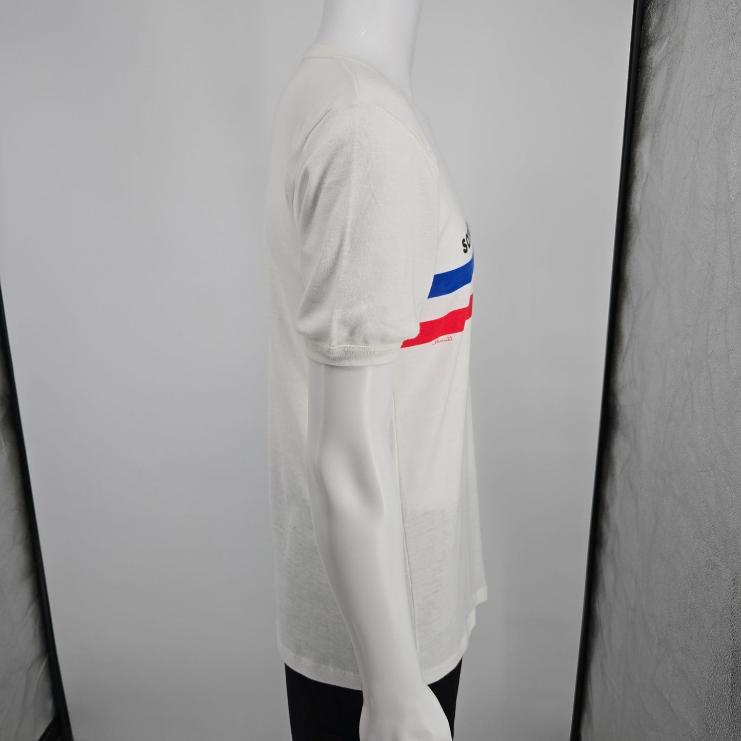 Vintage 1980s YAI/Minuet Santiago Chile Flag Stripe Souvenir T-Shirt (M) *Stains