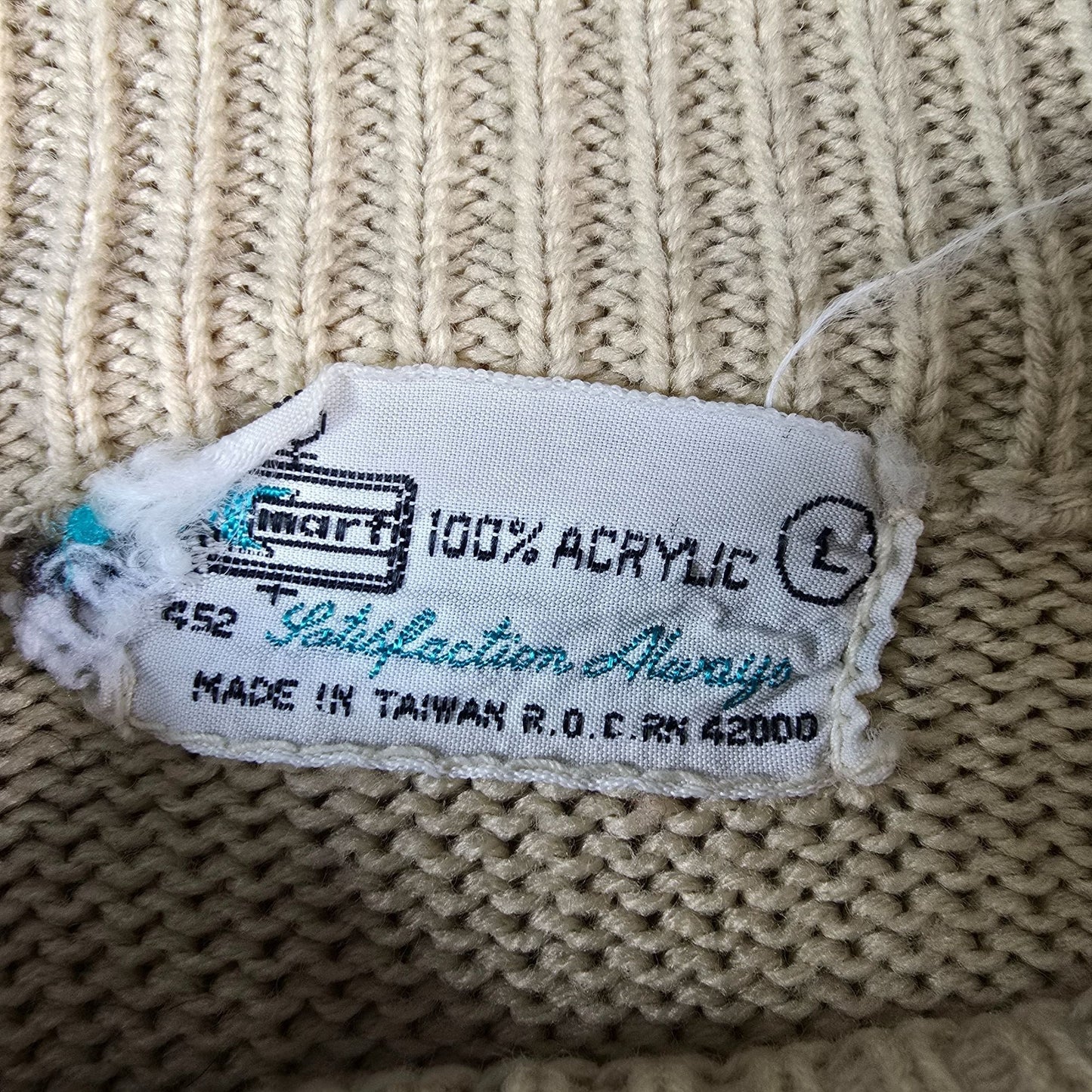 Vintage 1970s Kmart Cream/Red/Brown Nordic Style Acrylic Snowflake Sweater (S/M)