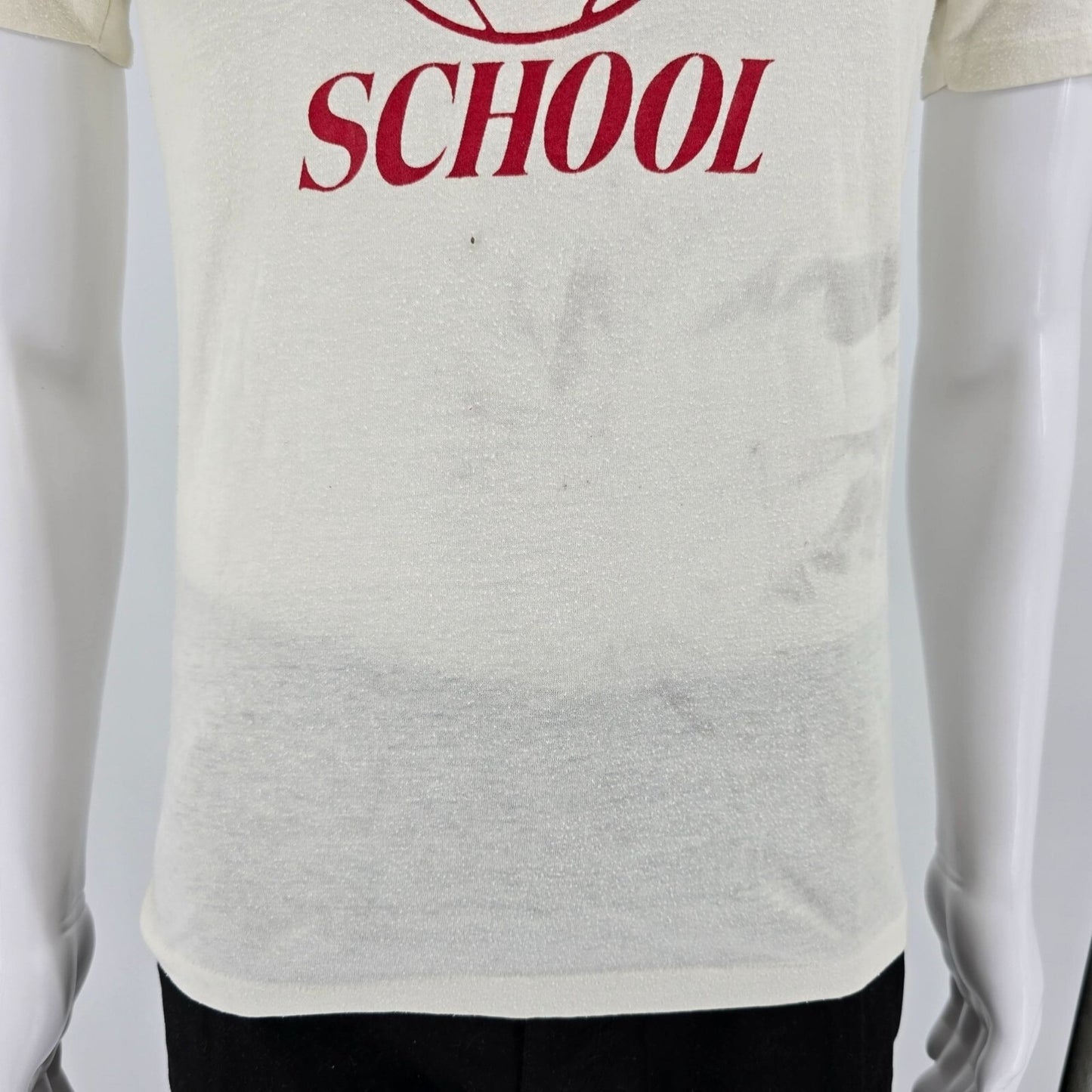 Distressed Vintage 1980s Beachmont Soccer "Chris" CAW Gym Class PE T-Shirt (S)