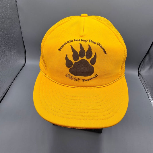 Distressed Temecula Valley Pop Warner Bear Football Yellow Snapback Trucker Hat