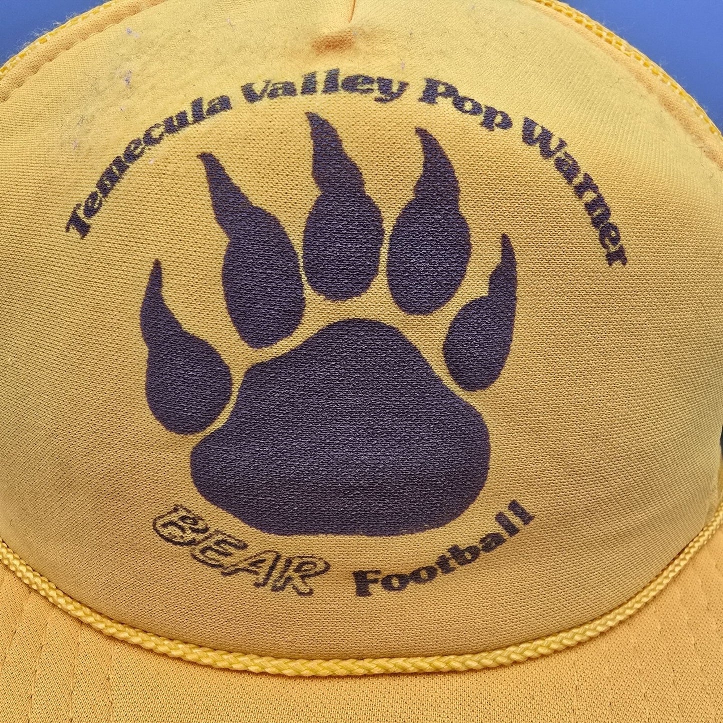 Distressed Temecula Valley Pop Warner Bear Football Yellow Snapback Trucker Hat