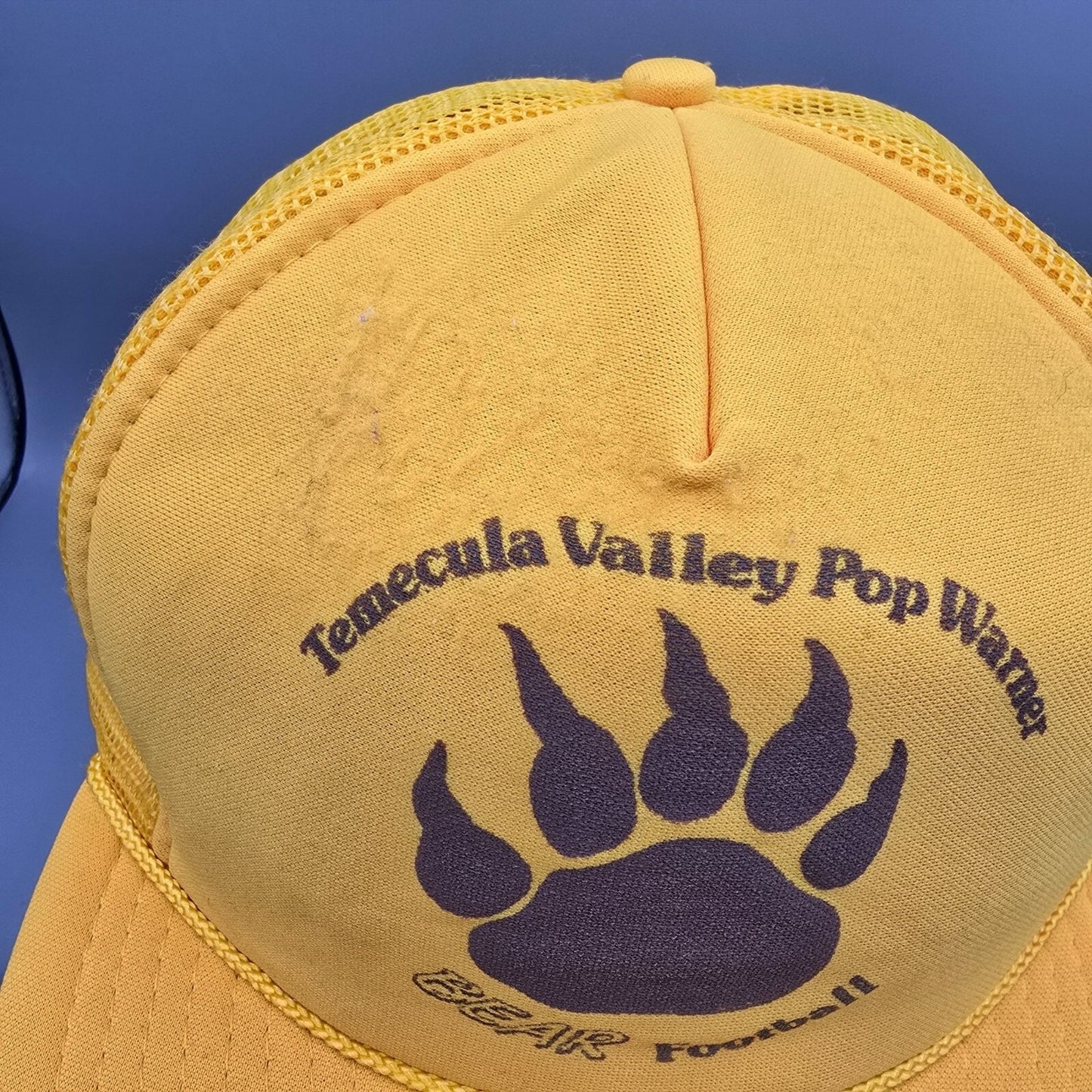 Distressed Temecula Valley Pop Warner Bear Football Yellow Snapback Trucker Hat