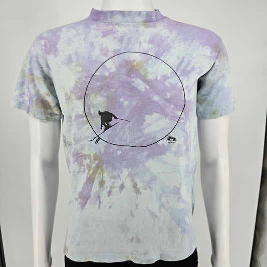 Vintage 1990s HEAVY Pastel Tie-Dye Jerry Werner Skiing Graphic T-Shirt (M)