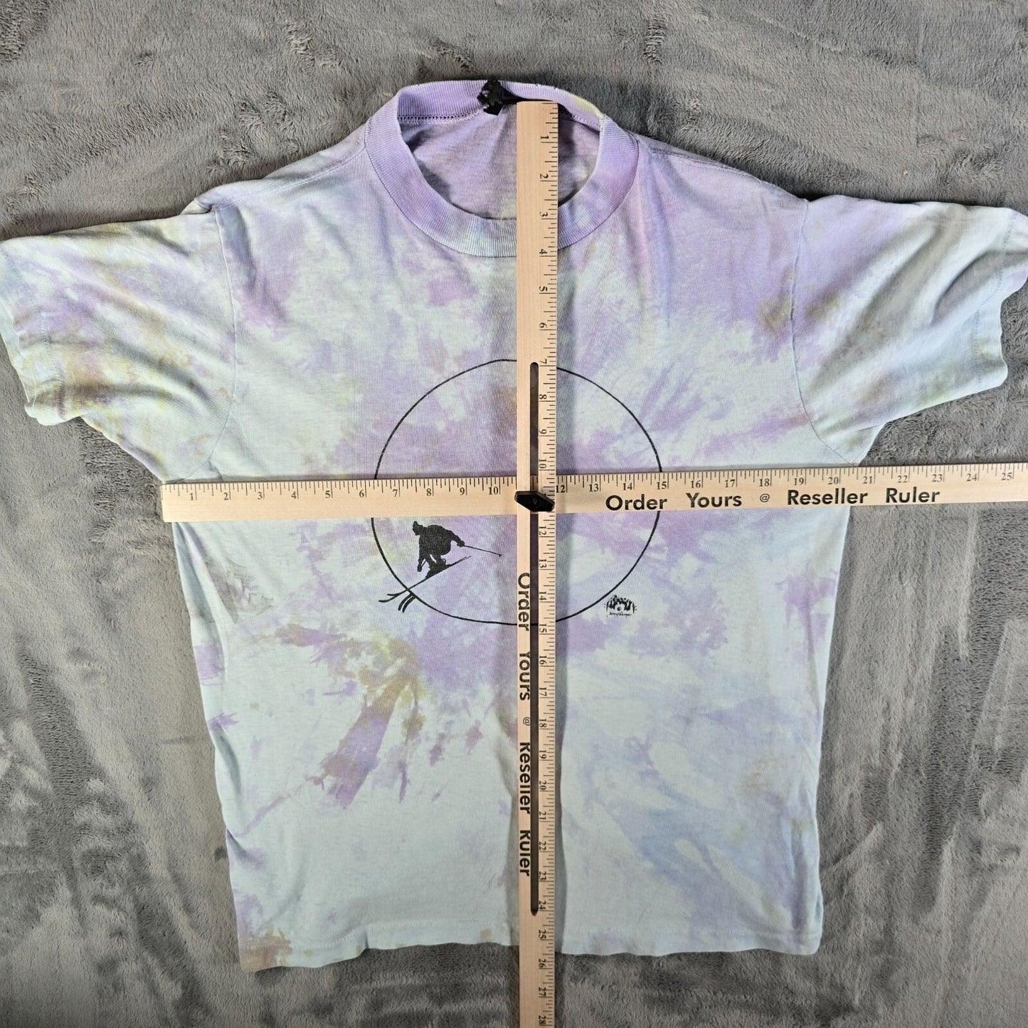 Vintage 1990s HEAVY Pastel Tie-Dye Jerry Werner Skiing Graphic T-Shirt (M)