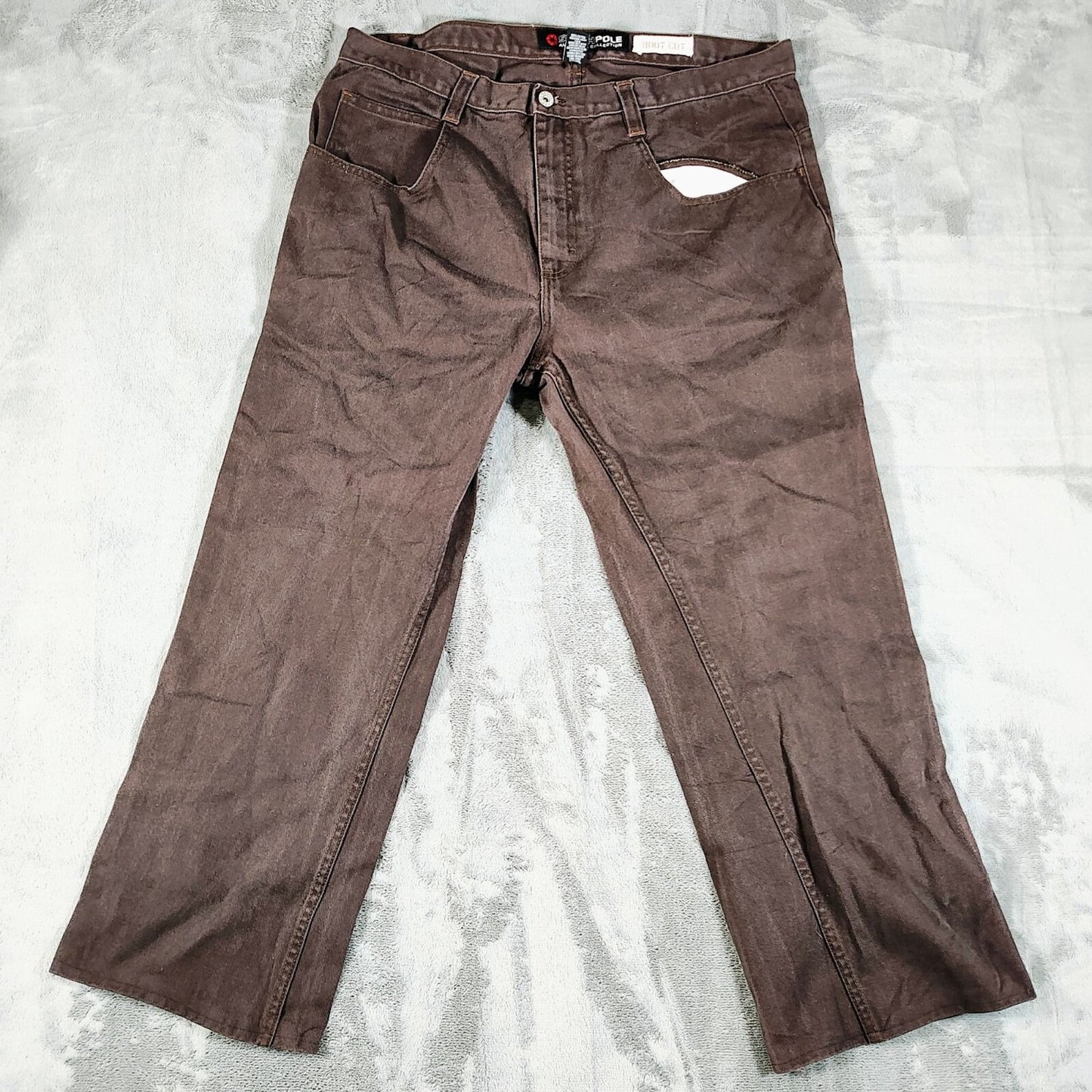 Southpole Authentic Collection Y2K Mens Boot Cut High Rise Brown Jeans Size 38