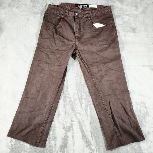 Southpole Authentic Collection Y2K Mens Boot Cut High Rise Brown Jeans Size 38