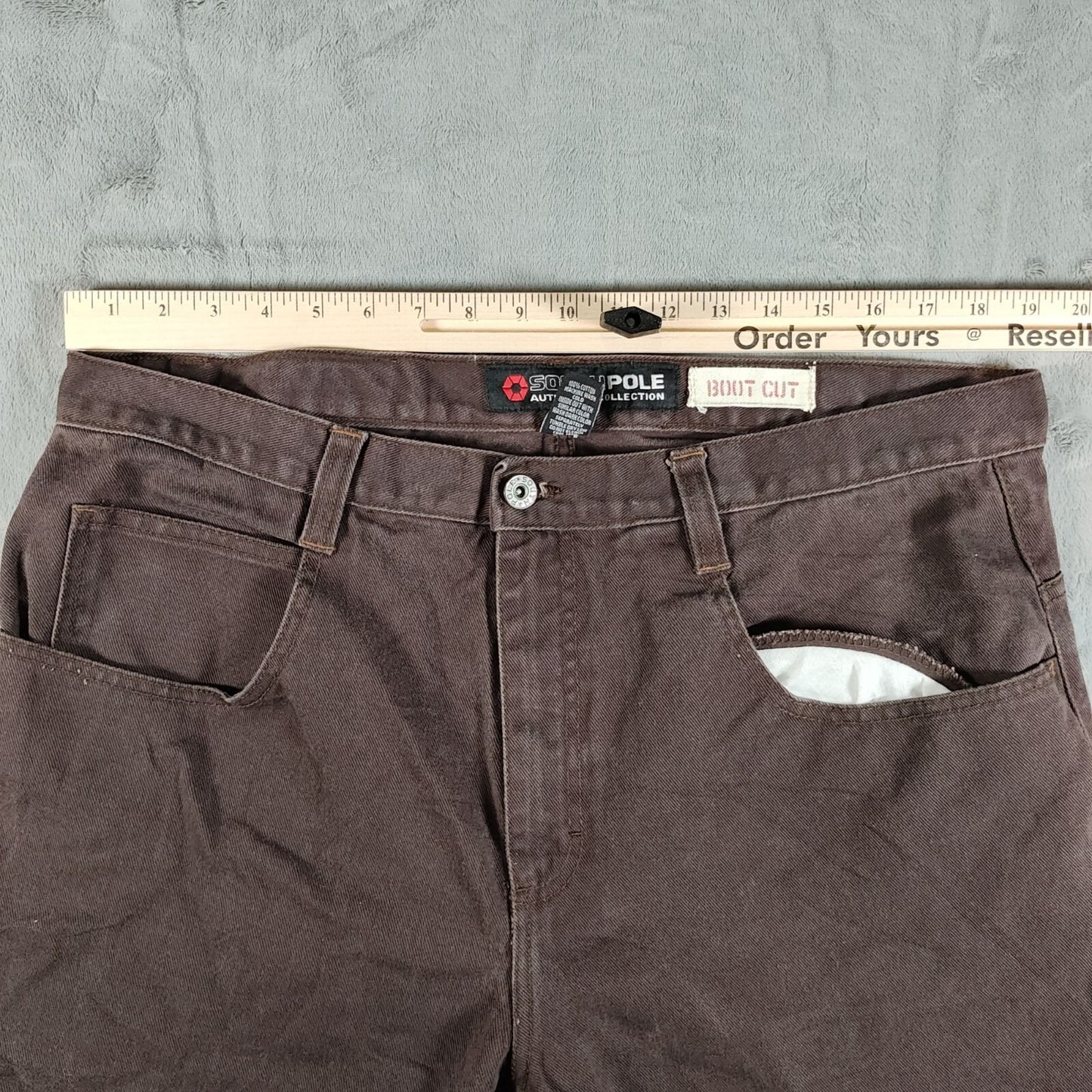 Southpole Authentic Collection Y2K Mens Boot Cut High Rise Brown Jeans Size 38