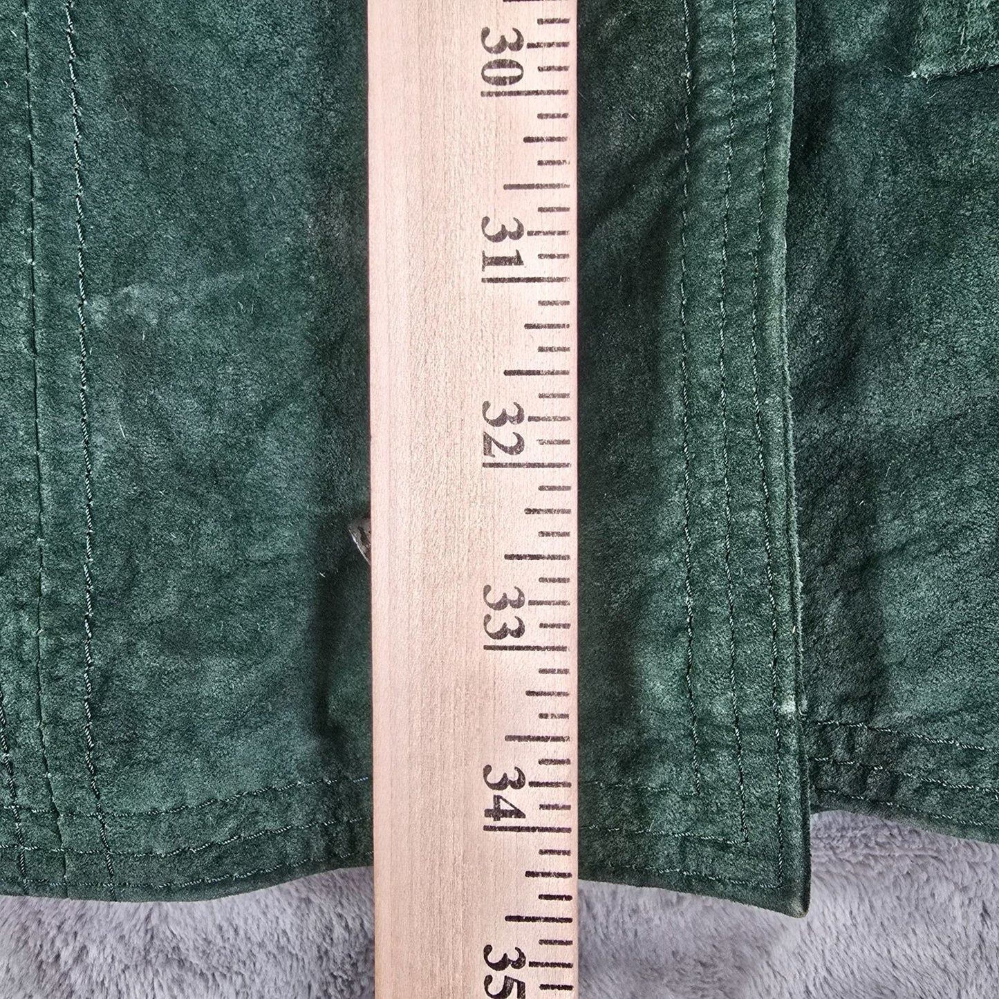Vintage 1990s G-III Forest Green Hooded Suede Insulated Parka Jacket (Large)