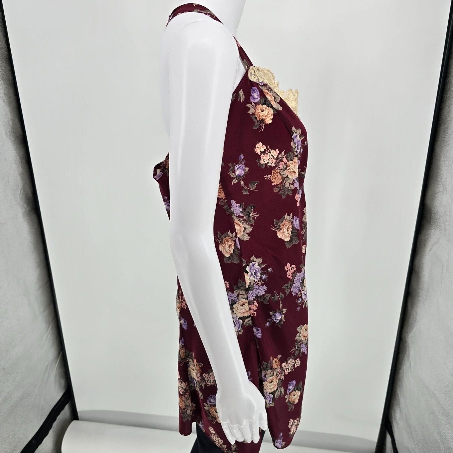 Vintage 1990s California Dynasty Made in USA Floral Satin Chemise (Medium)