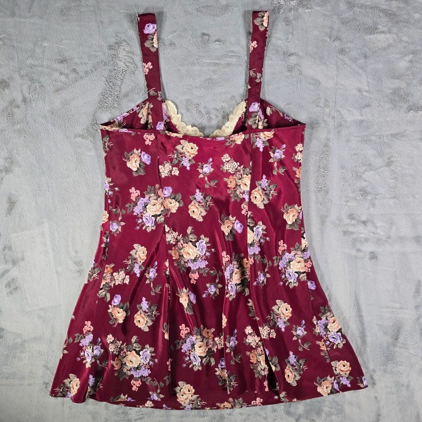 Vintage 1990s California Dynasty Made in USA Floral Satin Chemise (Medium)