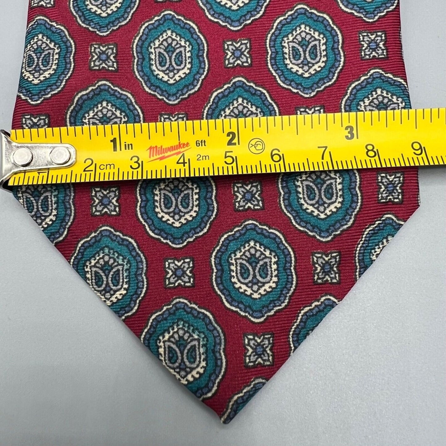 Vintage 80s/90s Ignatius Menswear Silk Print Made in USA Red Geometric Necktie