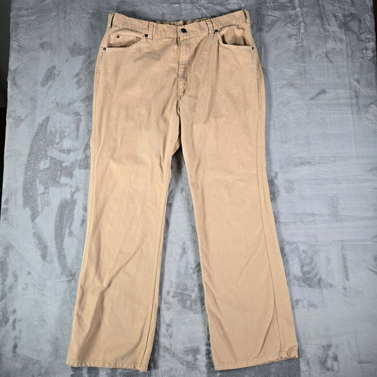 Vintage Late 70s Early 80s Levi's For Men White Tab Tan Flared Leg Pants (38x31)